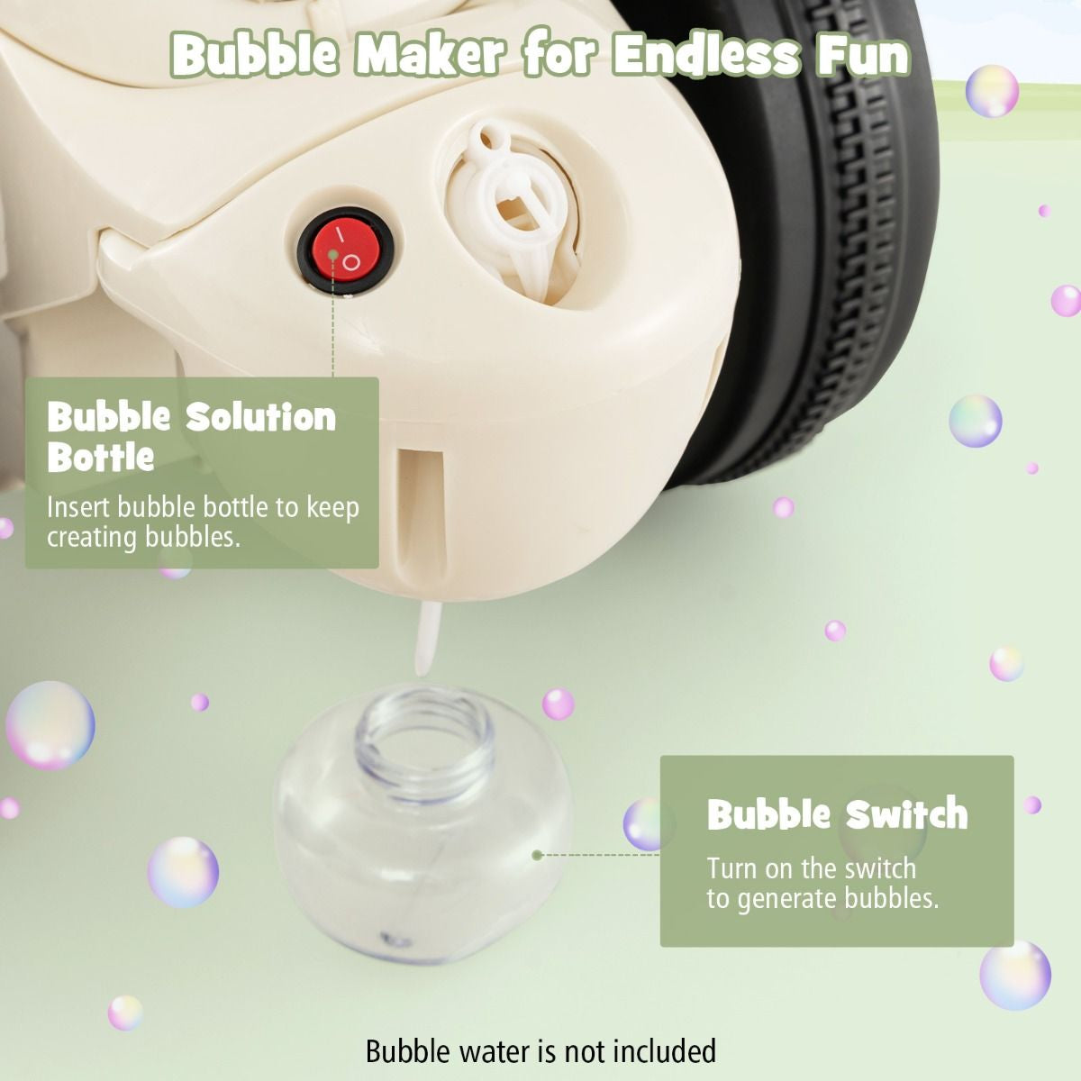 6V Electric Kid Ride on Motorcycle with Bubble Maker