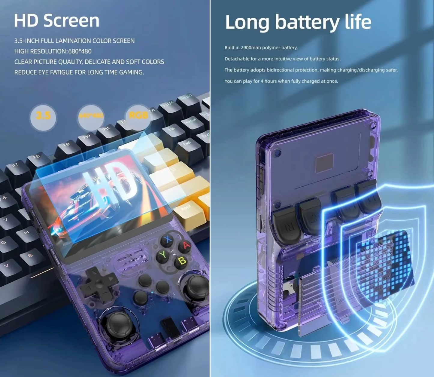 ARKOS  Retro Handheld Video Game Console Linux System 3.5 Inch IPS Screen R35S plus Portable Pocket Video Player 64GB 128GB