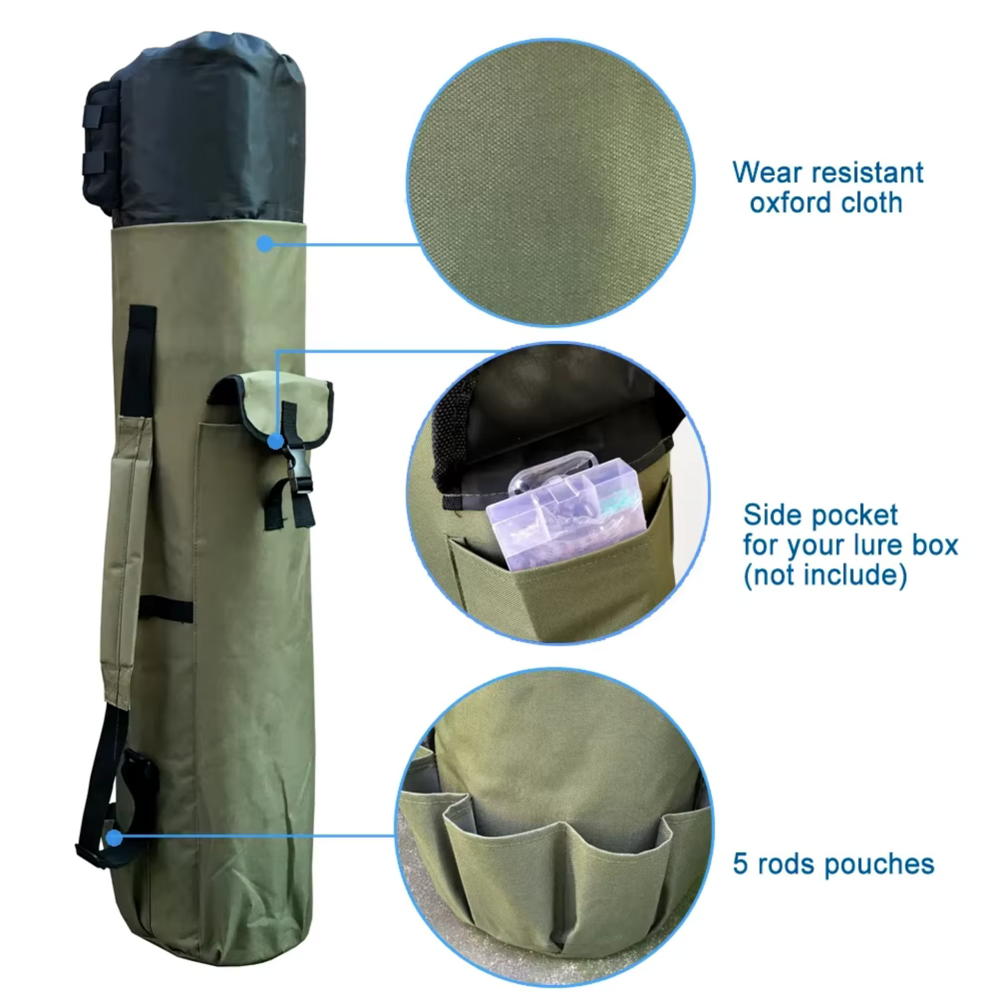 🎣 ProCatch™ Adjustable Fishing Rod Storage Bag – Multi-Compartment Outdoor Carry Case for Anglers