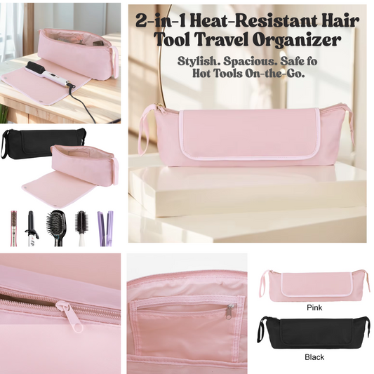 🔥 2-in-1 Heat-Resistant Travel Case for Hair Tools – Curling Iron, Hair Dryer & Styling Organizer Bag