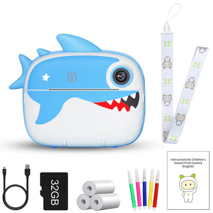 Children Instant Print Camera 2.4Inch 1080P Selfie Video Photo Digital Camera with 10X Zoom Portable Travel Toy for Kids