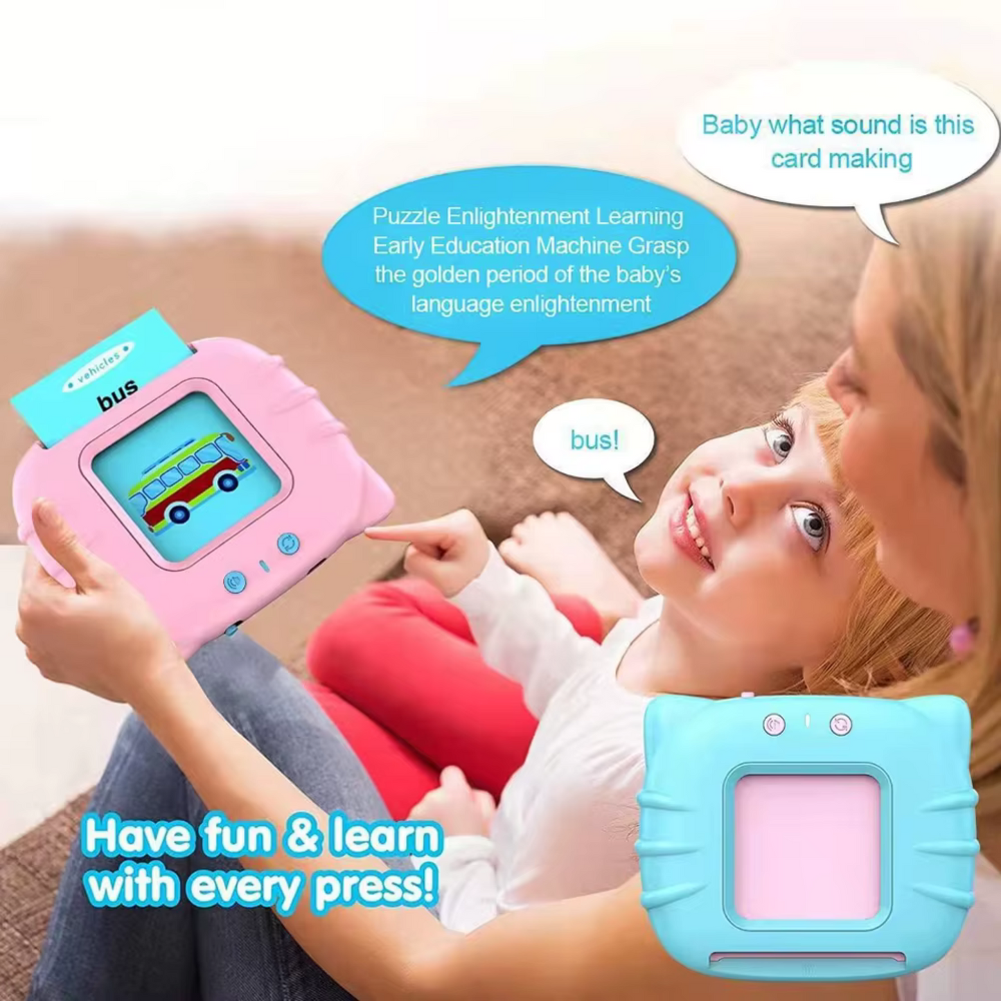 🔤 Talking Flashcards for Kids – Montessori Early Learning Toy | 112 Cards, 224 Words | Educational Preschool Device with Sound | Toddler Travel Gift for Boys & Girls (Ages 2–6)