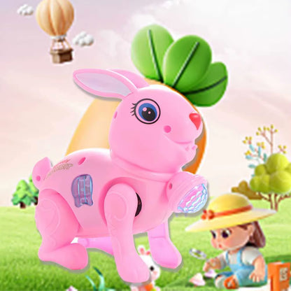 New Cartoon Electronic Walking Rabbit Toy Music Lovely Luminescent with Traction Rope Toys for Baby Learning Crawling Toys