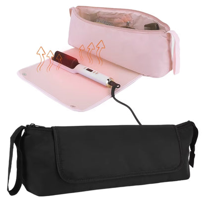 2 in 1 Curling Iron Travel Case Waterproof Hanging Hair Tools Bag Large Capacity for Hair Straightener Hot Hair Styling Tools