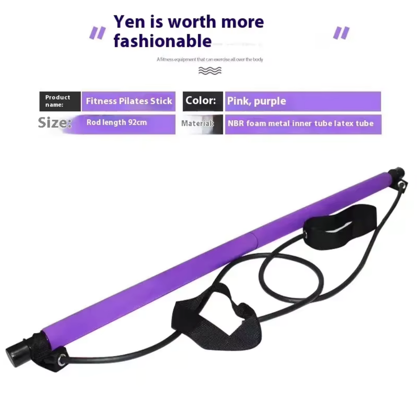 Portable Pilates Bar Kit with Resistance Bands – Home Workout Yoga Exercise Stick with Foot Loops – Full Body Toning & Stretching for Women & Men