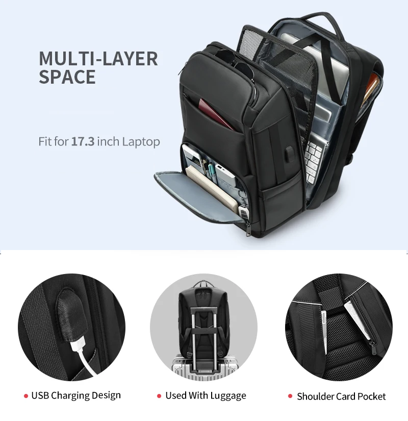 Eurcool EC-0007 Multifunctional Business Travel Backpack – Durable, Spacious & USB Charging, Fits 17.3" Laptops