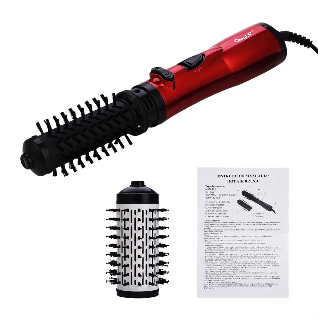 3 in 1 Thermal Brush Heated Curling Iron Brush Ceramic Hair Curler Roller Volumizing Brush Curling Comb Double PTC Curling Brush