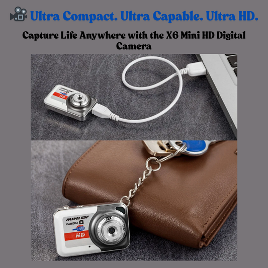 X6 Ultra Mini HD Digital Camera – 1280x960 Video, Voice Recorder, Motion Detection, USB Drive & Mic, Supports 32GB TF Card