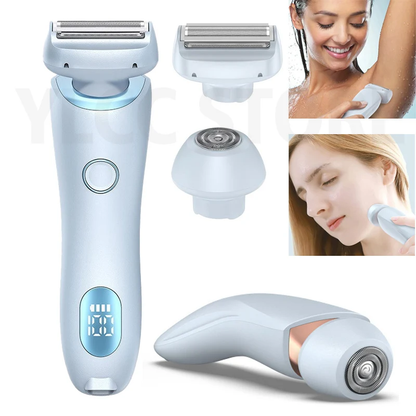 2-in-1 Electric Razor for Women – Waterproof Bikini Trimmer & Facial Shaver – Painless Hair Removal for Legs, Underarms, Body & Face (IPX7 Rated)