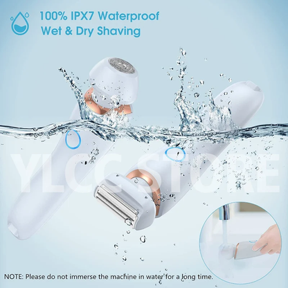 2-in-1 Electric Razor for Women – Waterproof Bikini Trimmer & Facial Shaver – Painless Hair Removal for Legs, Underarms, Body & Face (IPX7 Rated)