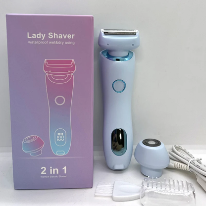 2-in-1 Electric Razor for Women – Waterproof Bikini Trimmer & Facial Shaver – Painless Hair Removal for Legs, Underarms, Body & Face (IPX7 Rated)