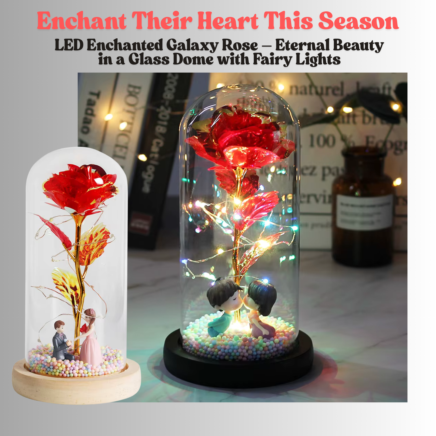 🌹LED Enchanted Galaxy Rose in Glass Dome – Eternal "Beauty and the Beast" Inspired Flower Light for Valentine's, Christmas & Special Gifts