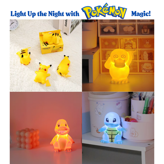 Cute Pikachu & Friends Night Light – Soft Vinyl Glowing Bedside Lamp for Kids