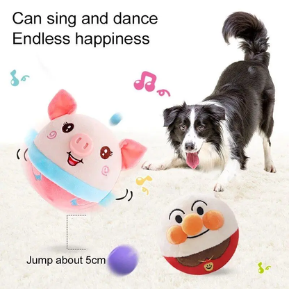 Smart Electric Bouncing Pet Toy – Interactive Plush Ball with Sounds & Motion for Dogs & Cats – USB Rechargeable & Washable Cover