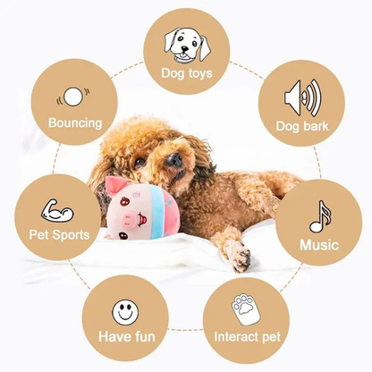 Smart Electric Bouncing Pet Toy – Interactive Plush Ball with Sounds & Motion for Dogs & Cats – USB Rechargeable & Washable Cover