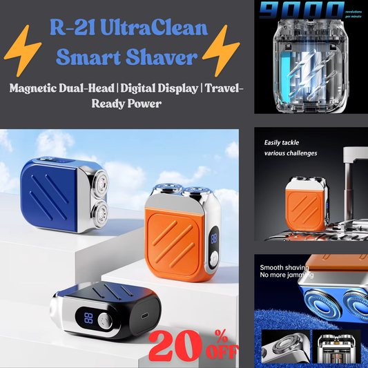 R-21 Mini Electric Shaver – Waterproof Dual-Head Razor with Digital Display & USB Charging IPX7 Rated, Compact & Powerful Grooming Tool for Men & Women