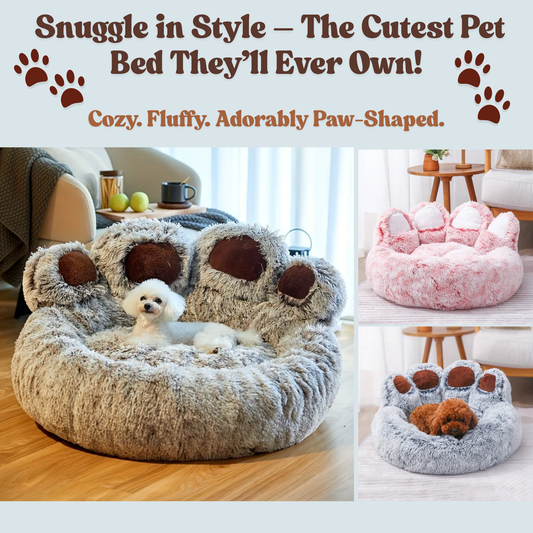 Bear Paw Pet Bed – Ultra-Soft & Cozy Fluffy Dog & Cat Sofa for Small to Large Pets
