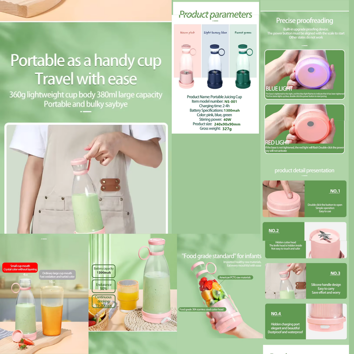 Portable Electric Juicer Cup – 6-Blade USB Blender for Smoothies, Shakes & Fresh Fruit Juices