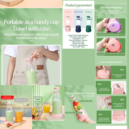 Portable Electric Juicer Cup – 6-Blade USB Blender for Smoothies, Shakes & Fresh Fruit Juices