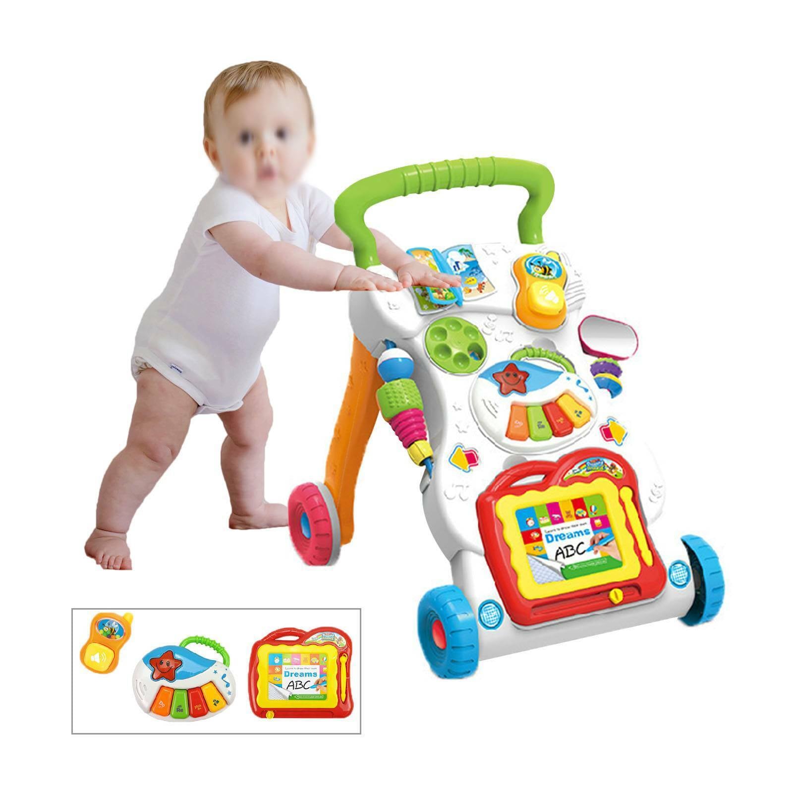 2 In1 Baby Walker First Steps Activity Bouncer Musical Toys Car along Toddler