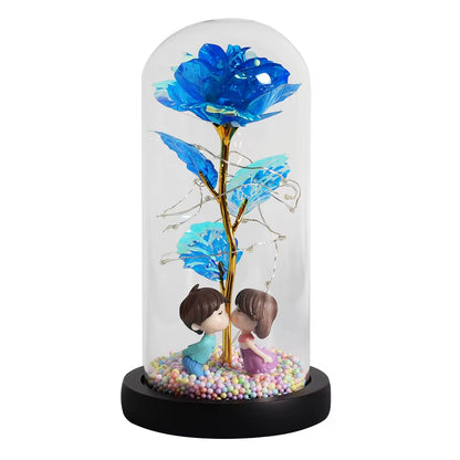 Hot LED Enchanted Galaxy Rose Eternal Beauty and the Beast Rose with Fairy Lights in Dome for Christmas Valentine'S Day Gift
