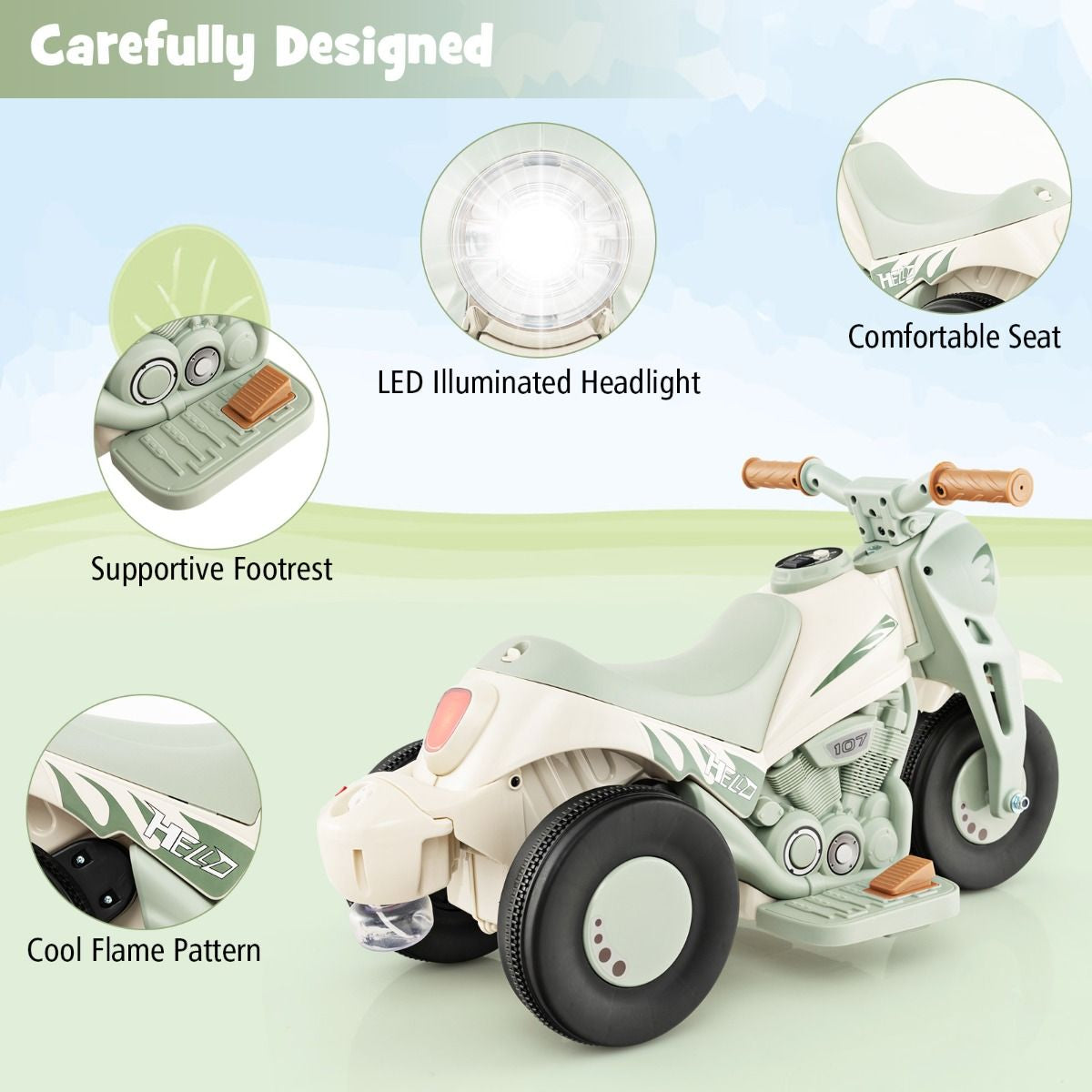 6V Electric Kid Ride on Motorcycle with Bubble Maker