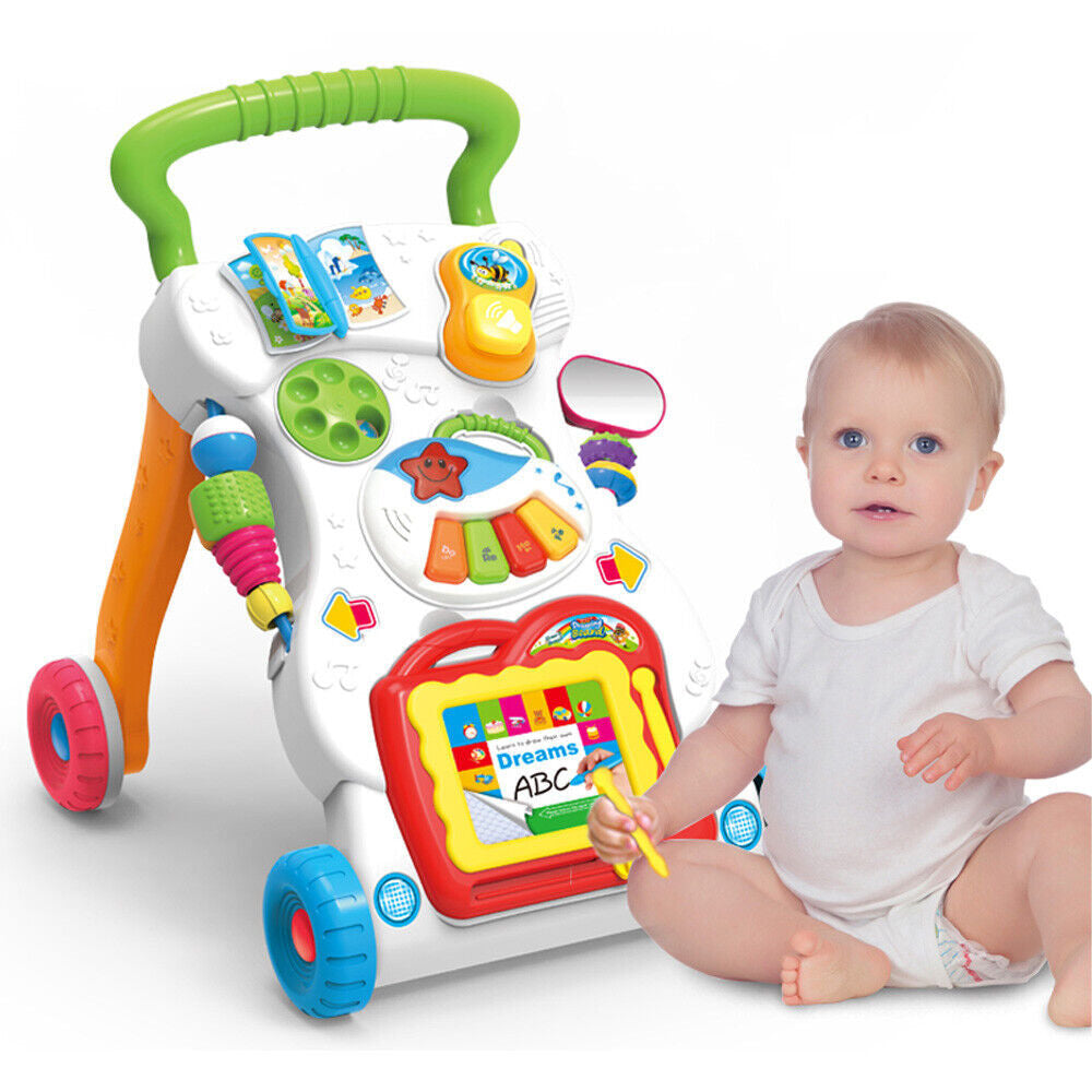 2 In1 Baby Walker First Steps Activity Bouncer Musical Toys Car along Toddler
