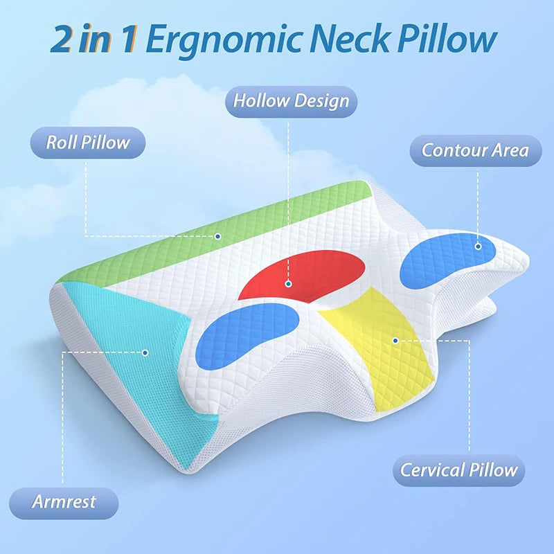 **"NeckEase 2-in-1 Ergonomic Memory Foam Pillow"**