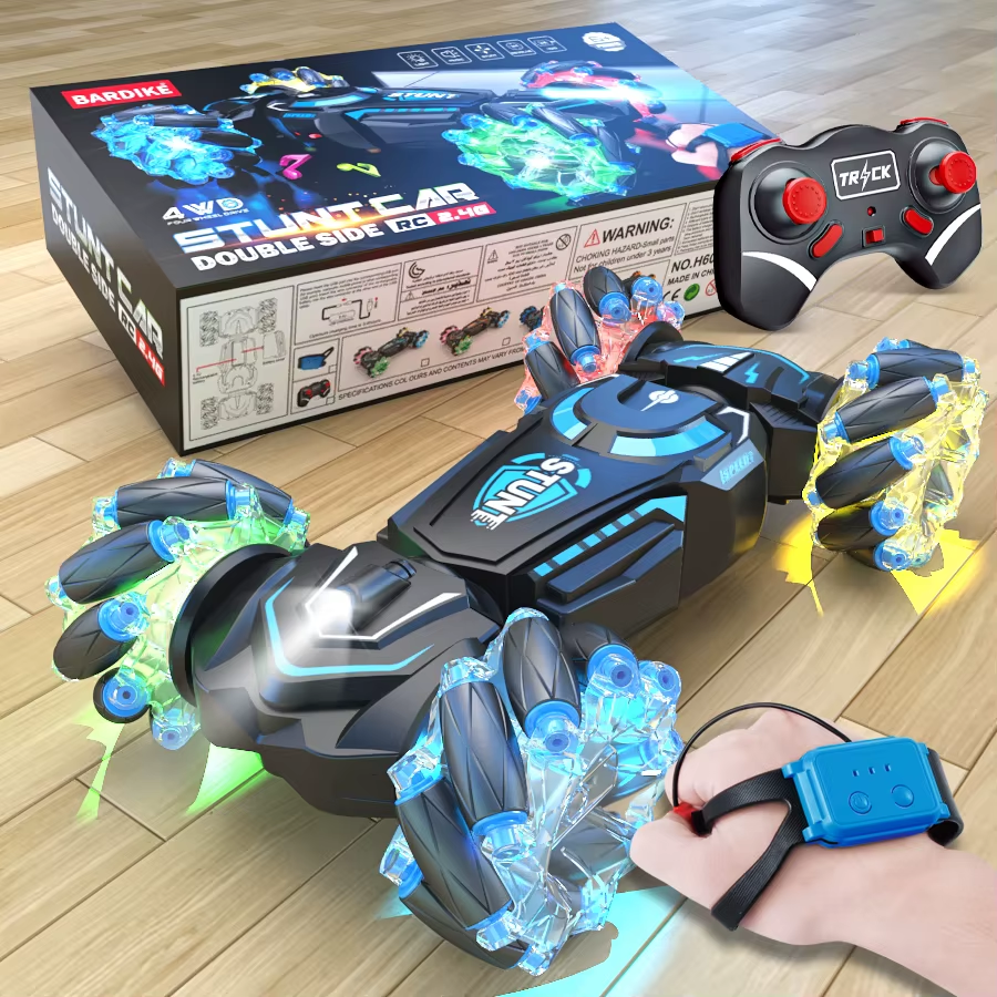 4WD RC Stunt Car – 2.4G Remote Control Drift Car for Kids with Lights, Music & Rotation | Dual Control Modes | Rechargeable Off-Road Toy for Boys & Girls