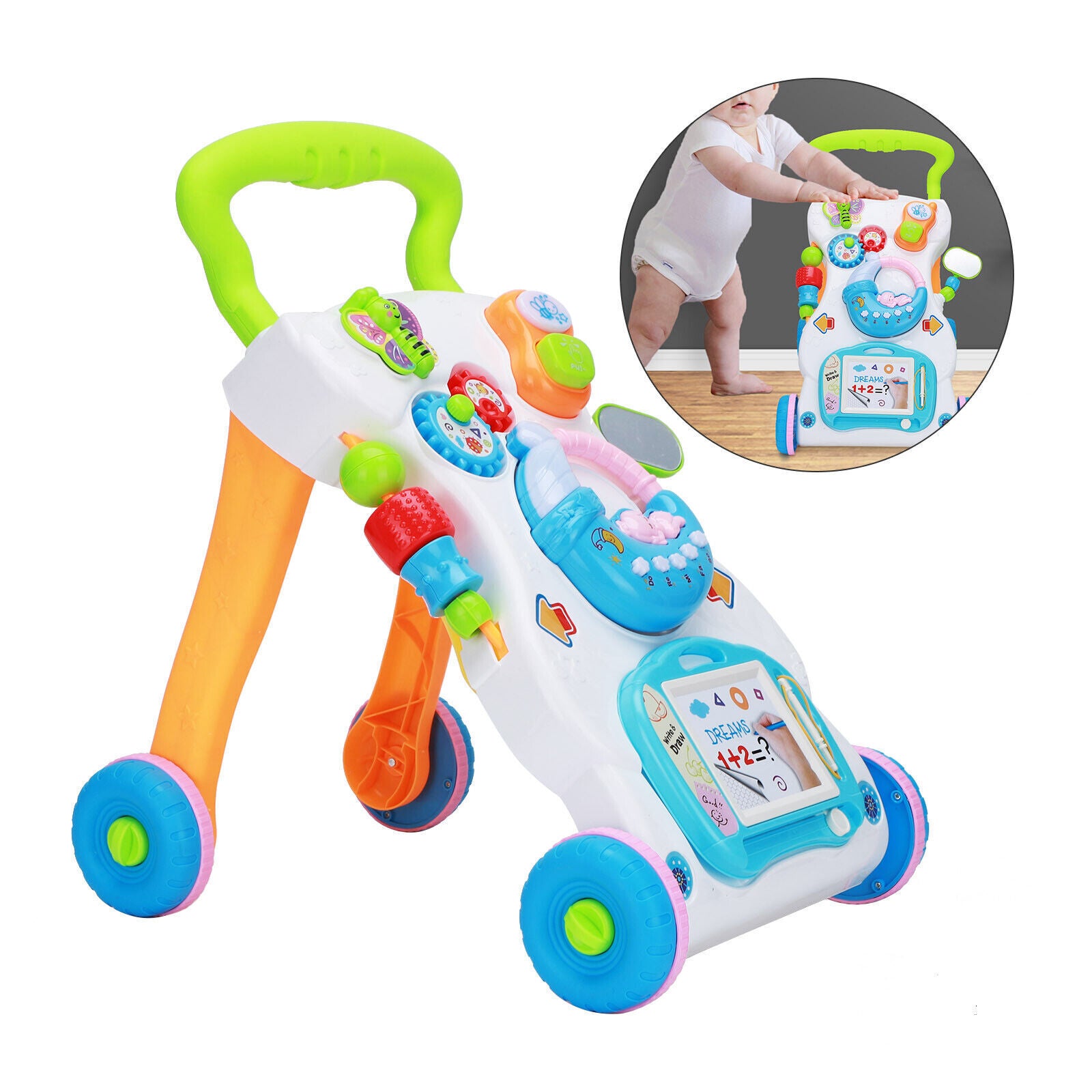 2 In1 Baby Walker First Steps Activity Bouncer Musical Toys Car along Toddler