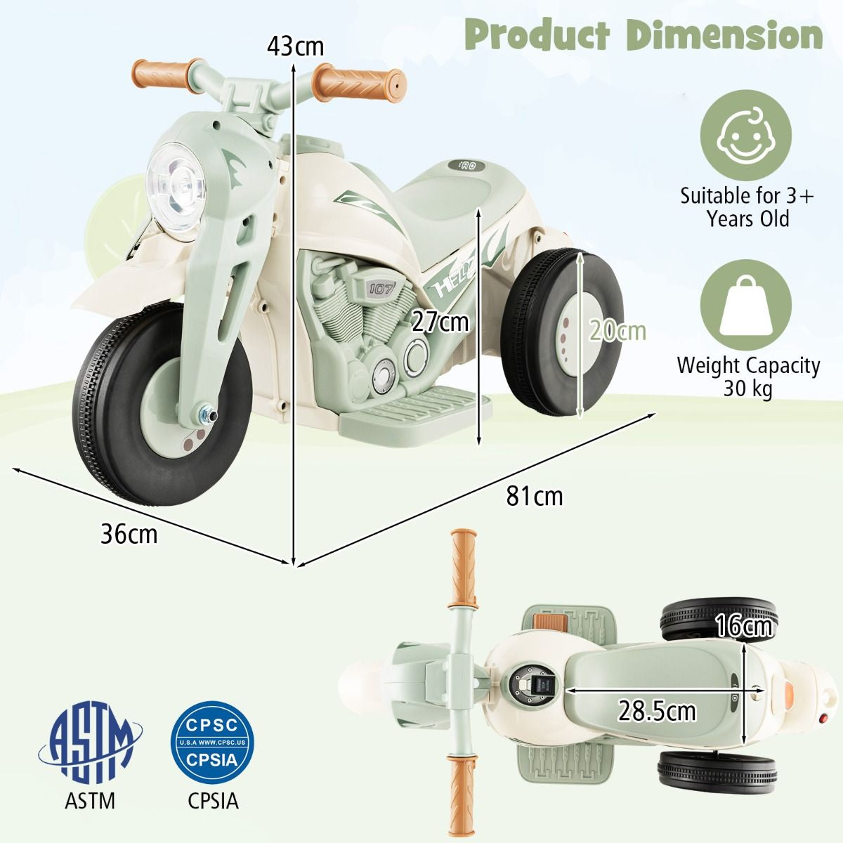 6V Electric Kid Ride on Motorcycle with Bubble Maker