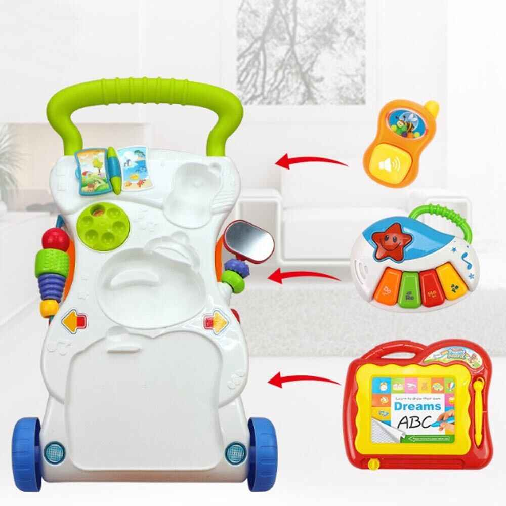2 In1 Baby Walker First Steps Activity Bouncer Musical Toys Car along Toddler