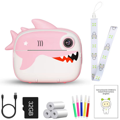 Children Instant Print Camera 2.4Inch 1080P Selfie Video Photo Digital Camera with 10X Zoom Portable Travel Toy for Kids