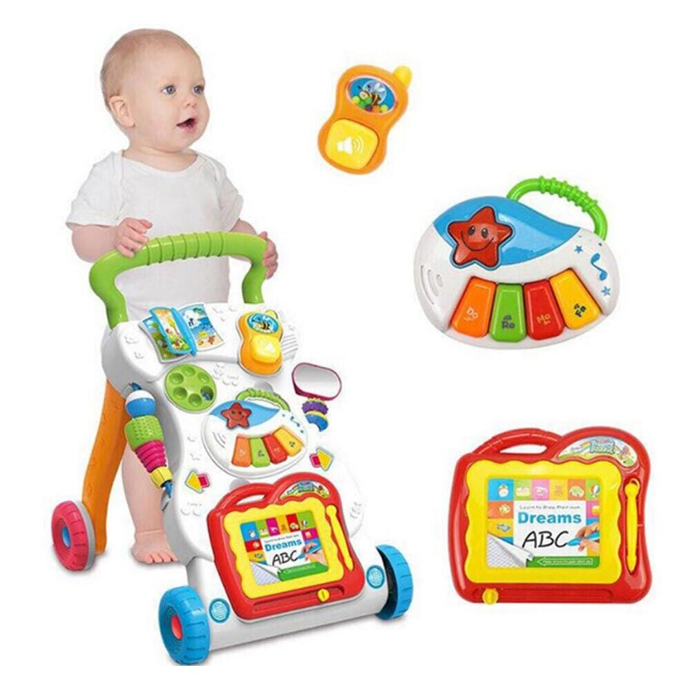 2 In1 Baby Walker First Steps Activity Bouncer Musical Toys Car along Toddler