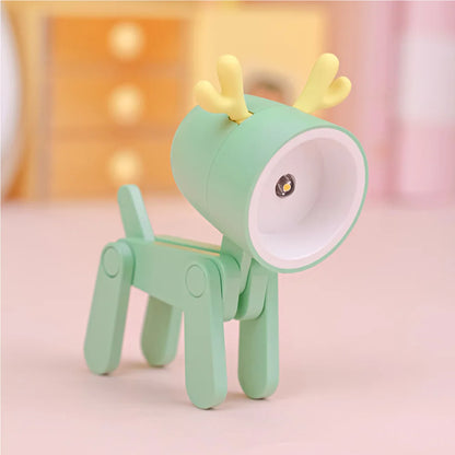 LED Night Light Mini Folding Desk Lamp Cute Pet Lights Dog Deer Portable Night Light Student Living Room Decor Gift