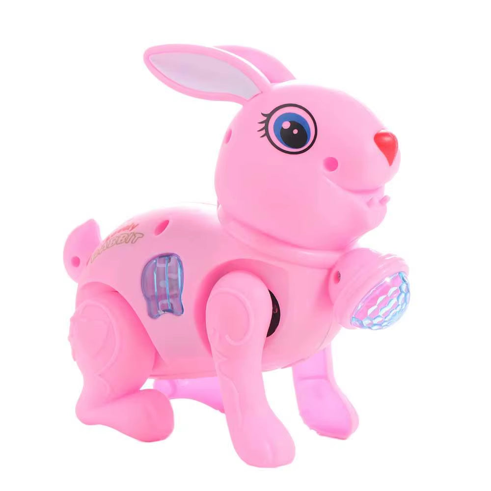 New Cartoon Electronic Walking Rabbit Toy Music Lovely Luminescent with Traction Rope Toys for Baby Learning Crawling Toys
