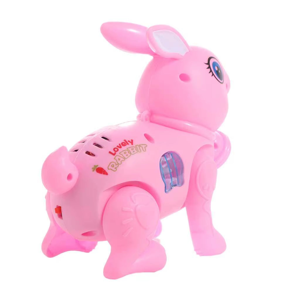 New Cartoon Electronic Walking Rabbit Toy Music Lovely Luminescent with Traction Rope Toys for Baby Learning Crawling Toys